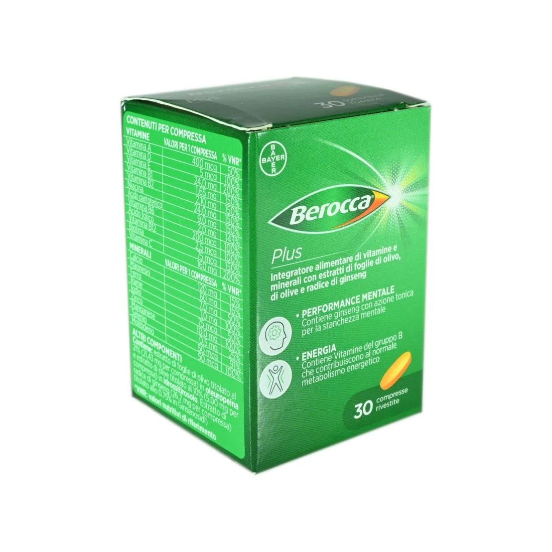 Berocca Plus Integratore Vitamine e Minerali per Energia, Concentrazione e Memoria, 30 Compresse
