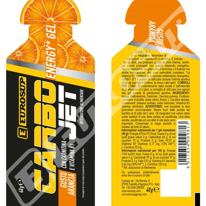 Carbo Jet Energy Gel Gusto Arancia 40g - Image 2