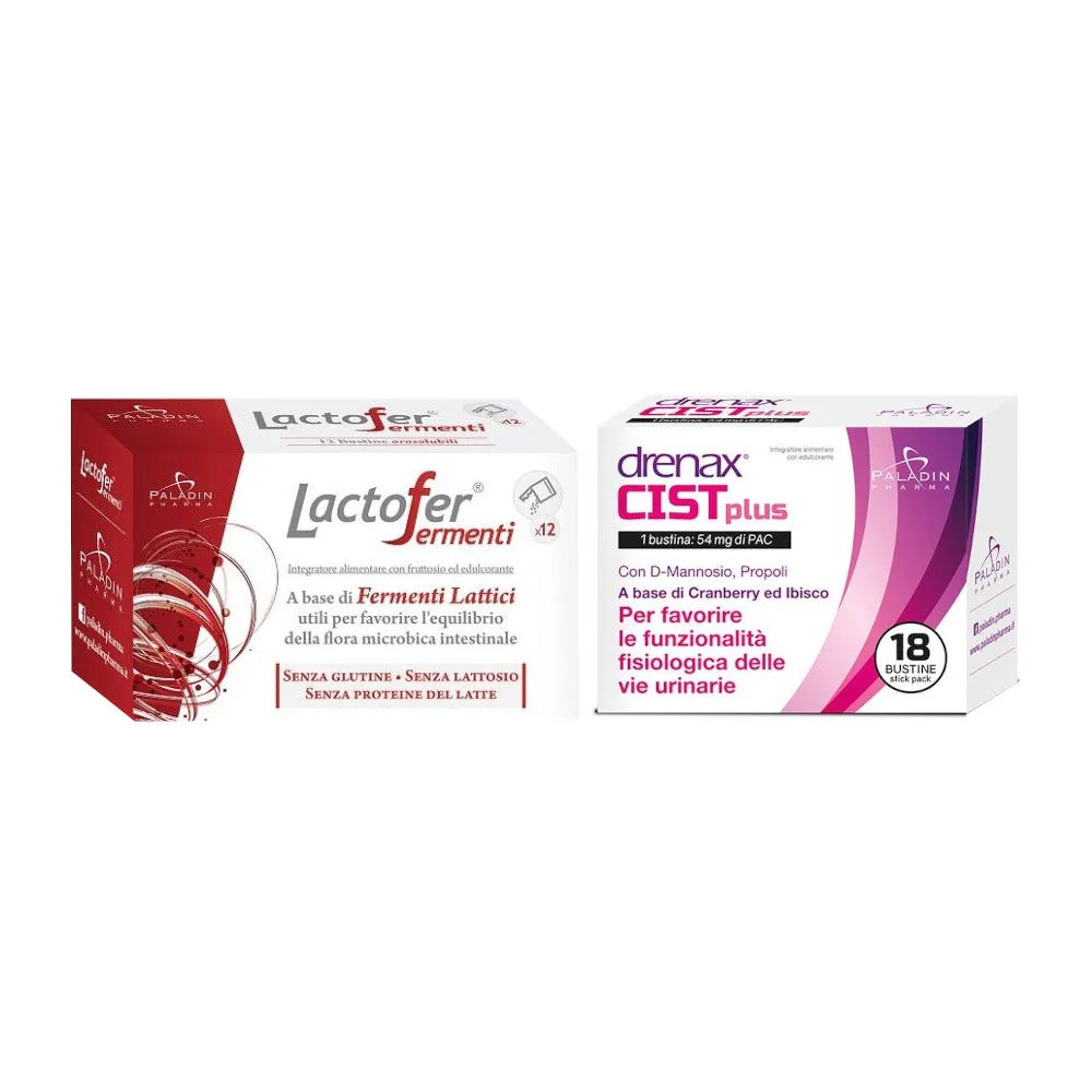 Lactofer Fermenti 12 Bustine + Drenax Forte Cist Plus 18 Stick Pack