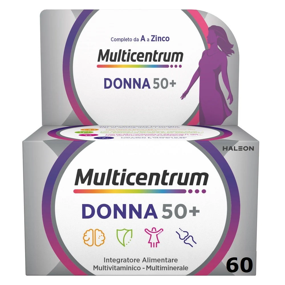 Multicentrum Donna 50+ Integratore Multivitaminico Multiminerale Calcio Ferro Acido Folico 60 Compresse
