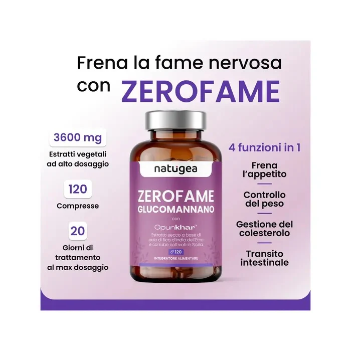 Natugea Glucomannano Arricchito Con Pale Di Fico D'india Dell'etna E Carrube Siciliane Vegano 120 Compresse - Image 4