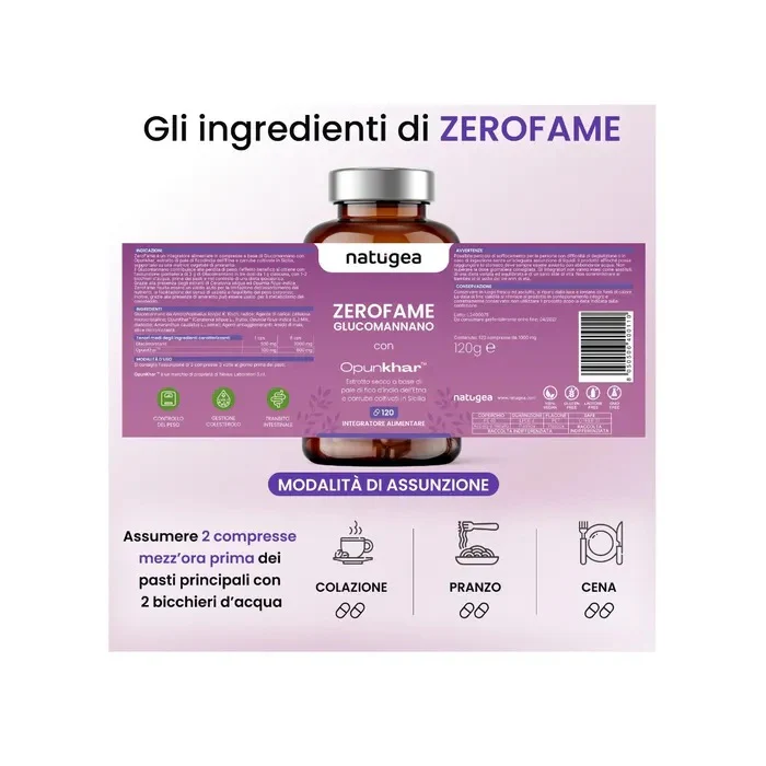 Natugea Glucomannano Arricchito Con Pale Di Fico D'india Dell'etna E Carrube Siciliane Vegano 120 Compresse - Image 7