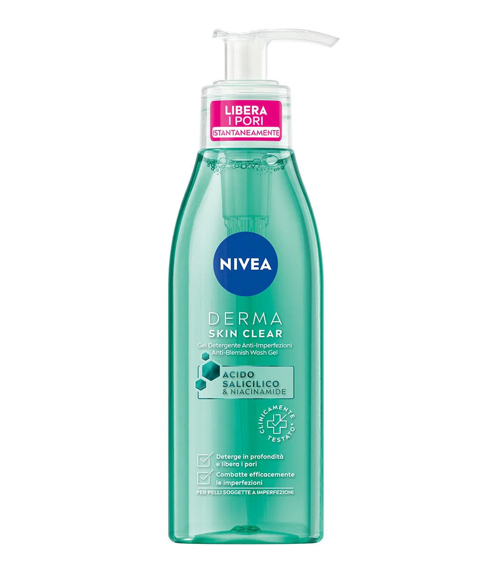 Nivea Derma Skin Clear Gel Detergente Viso Anti Imperfezioni Rimozione Del Sebo In Eccesso 150ml