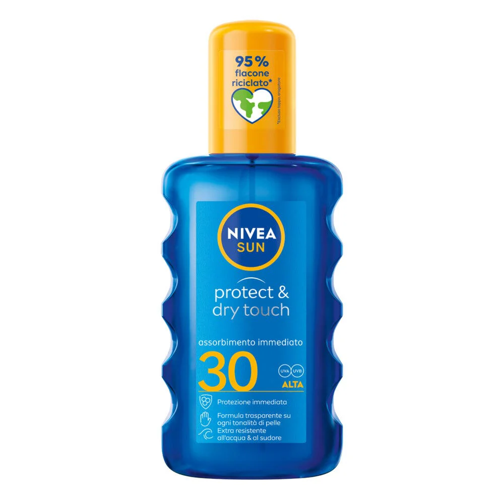 Nivea Sun Protect & Dry Touch Spray Solare SPF 30 Assorbimento Rapido Corpo 200ml