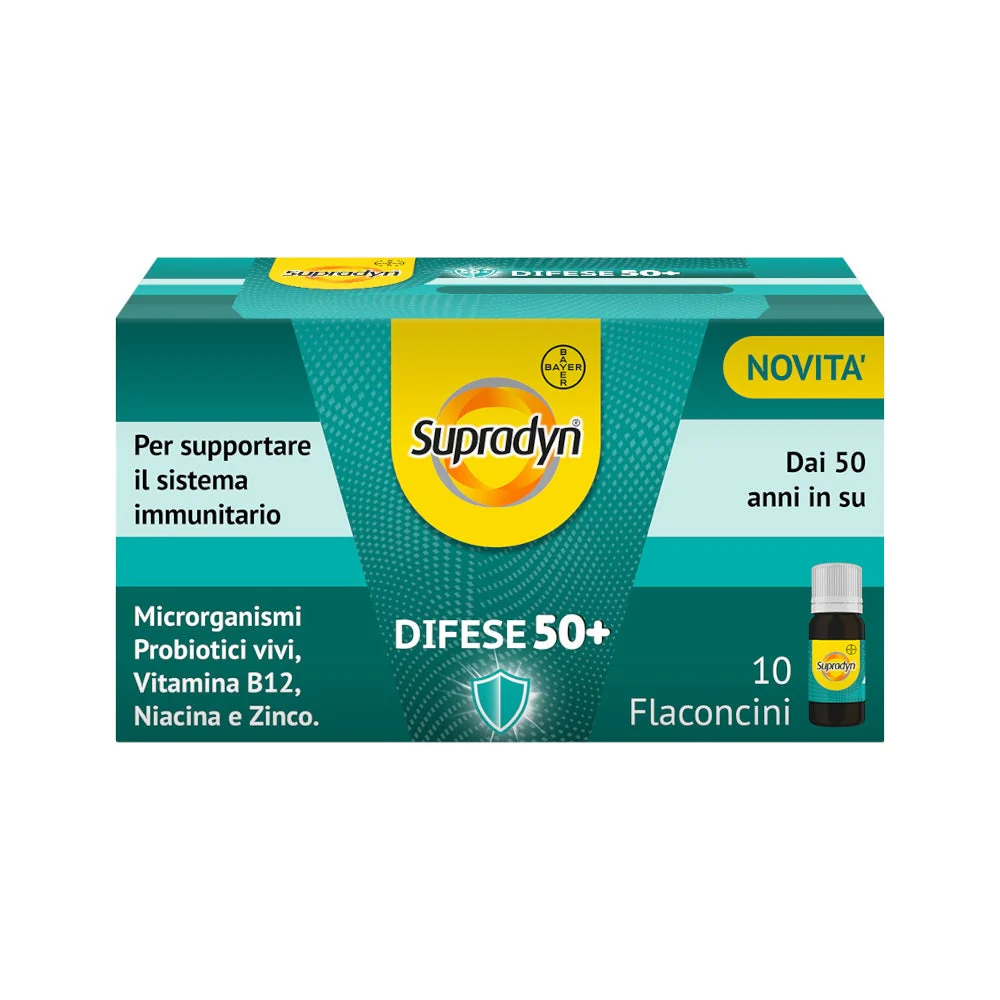 Supradyn Difese 50+ Probiotico Vitamina B12 e Zinco per Difese Immunitarie 10 Flaconcini