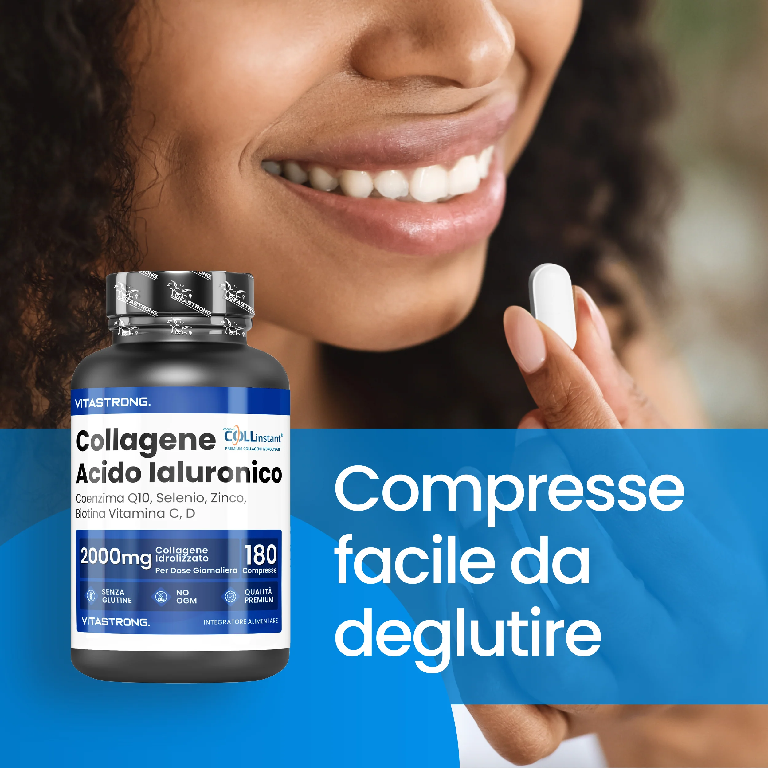 Vitastrong Collagen & HyaluronicAcid 180 Compresse - Image 4