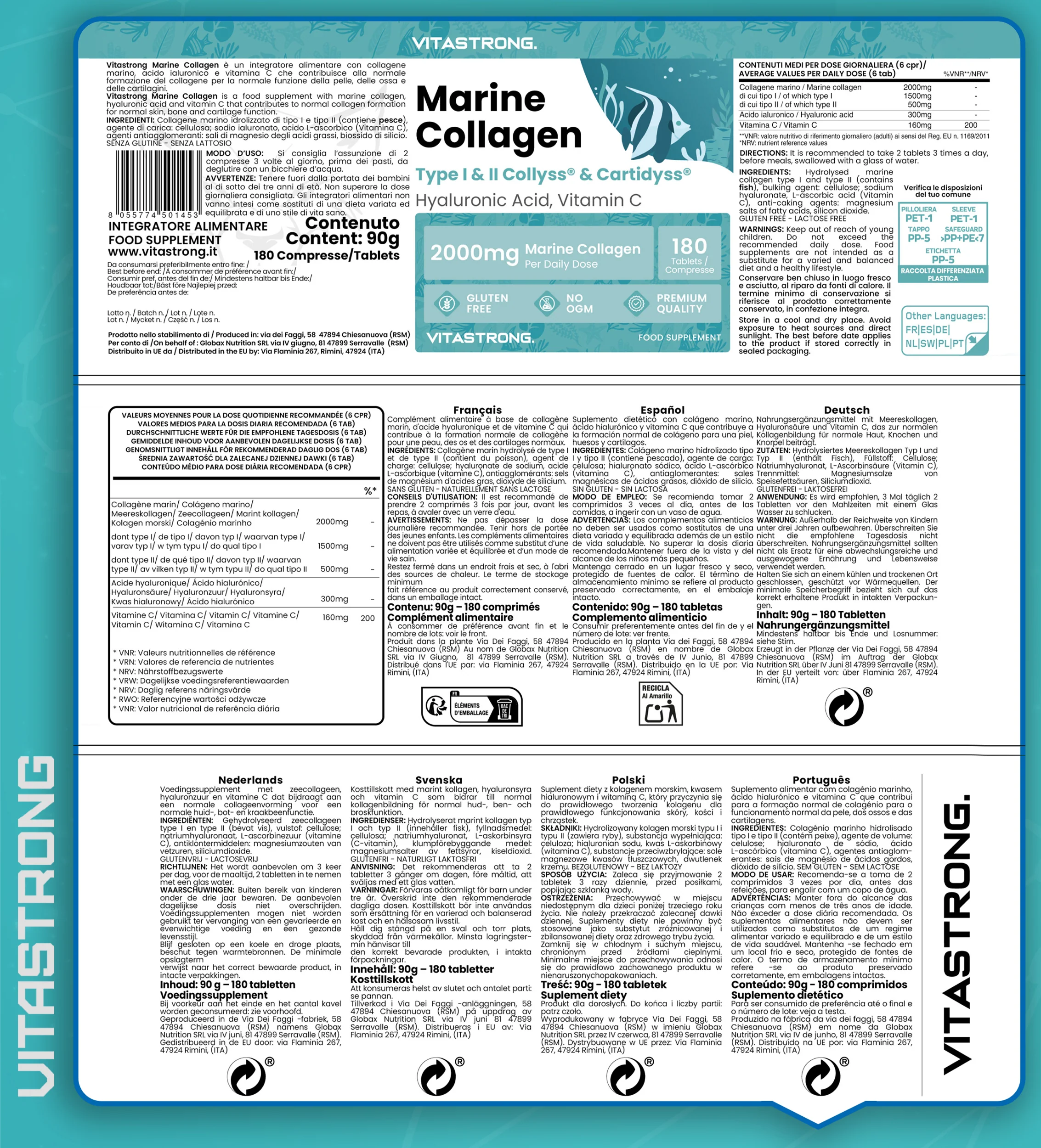 Vitastrong Marine Collagen 180 Compresse - Image 7